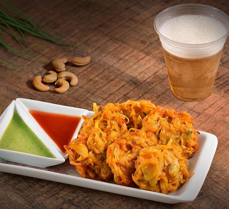 Onion Pakora vegetariano do Swadisht Taste e Express em Curitiba