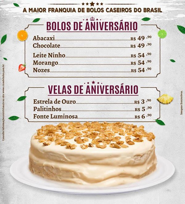 Casa de Bolos tem delivery especial para comemorar em casa